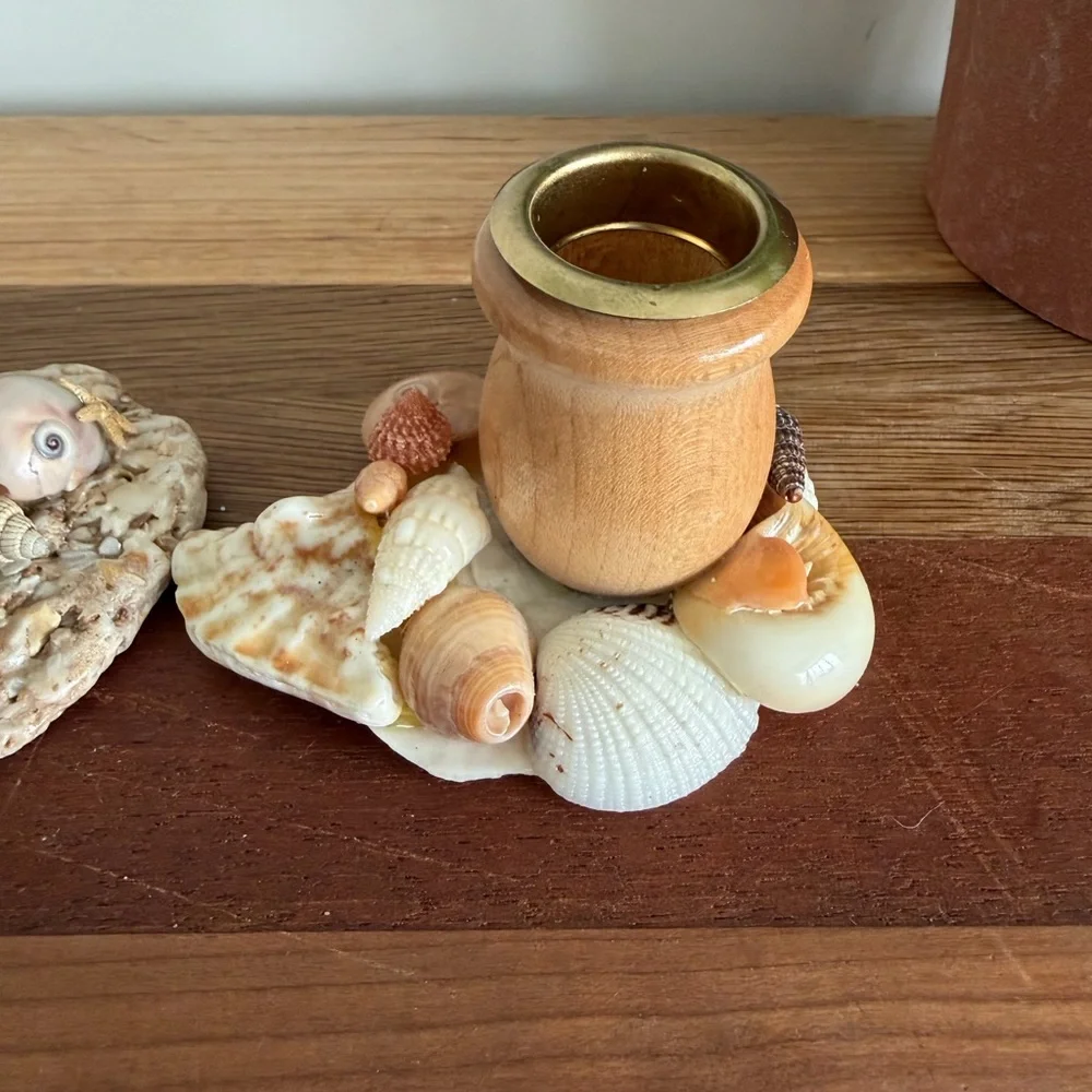 OOAK Vintage Shell Candle Holders set of 2